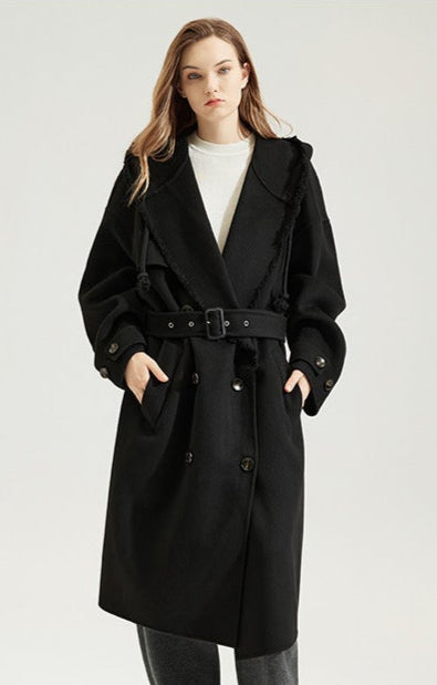 Wool Long Hooded Oversized Coat