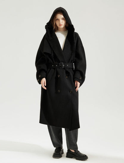 Wool Long Hooded Oversized Coat