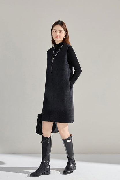 Double-Sided Cashmere Tencel Wool Sleeveless Dress – Short & Long Options