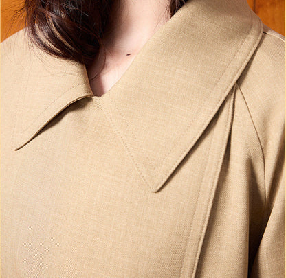 Classic British Style Long Khaki Trench Coat