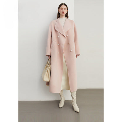 Premium 100% Wool Powder Pink Long Coat