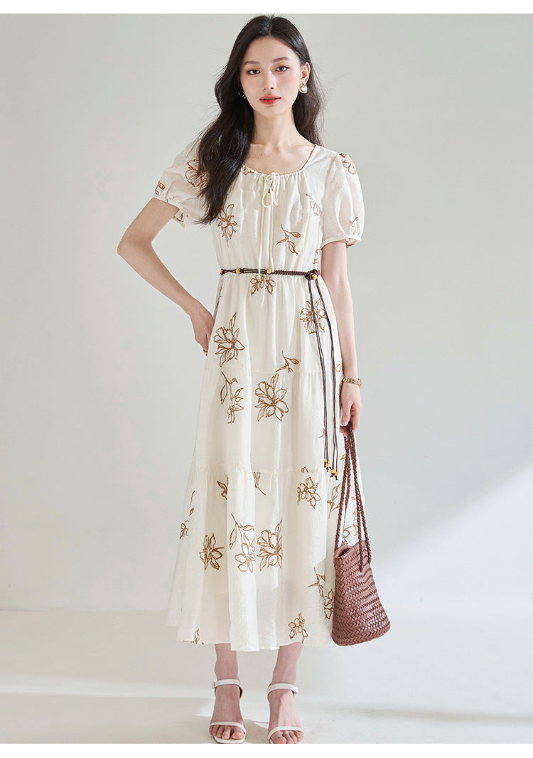 Seraphina Embroidered Square Neck Midi Dress