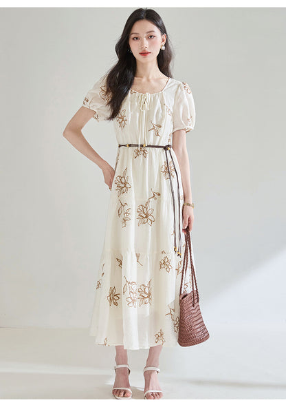 Seraphina Embroidered Square Neck Midi Dress