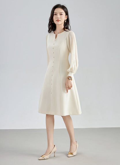 Elegant Chiffon Pleated Sleeves Long Dress