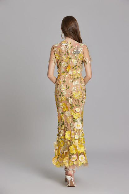 3D Floral Embroidered Lace Mermaid Dress