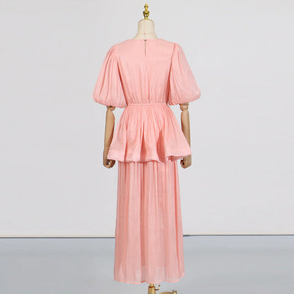 Retro Ruffle Elegance Maxi Dress – Summer Feminine Charm