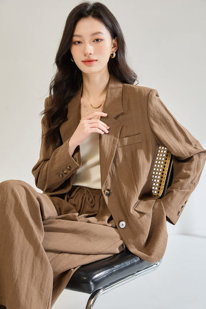 Tencel Linen Blend Tailored Suit Set
