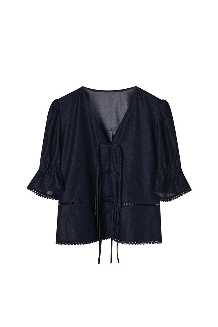 Celeste Faux Denim Two-Piece Set