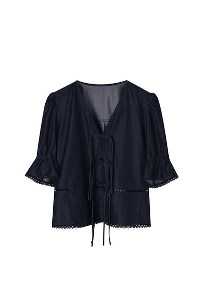 Celeste Faux Denim Two-Piece Set