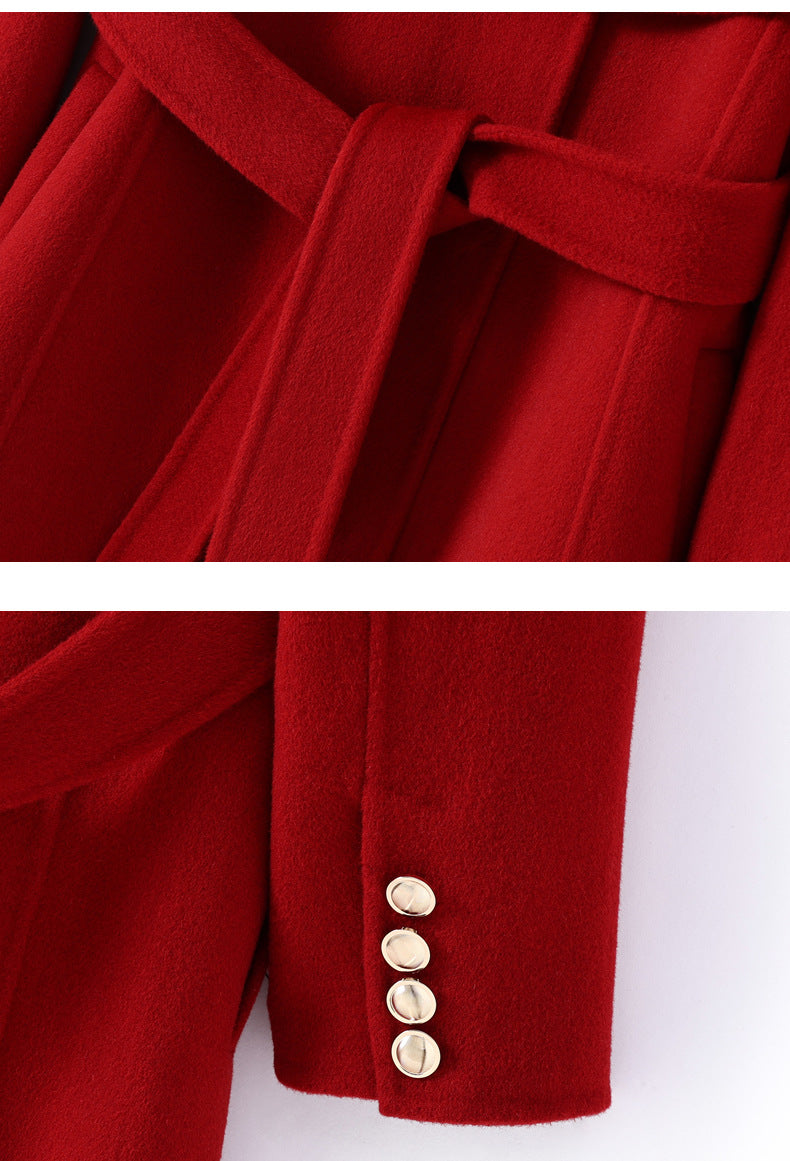 Hepburn Wool Coat with Detachable Shawl – Double-Faced 100% Wool