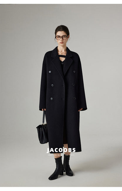 Reversible Pure Wool Minimal Long Coat