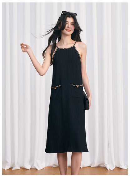 Noir Chain Strap Midi Dress