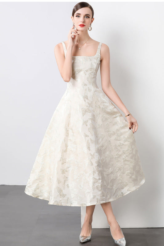 Graceful Swan Sleeveless Midi Dress
