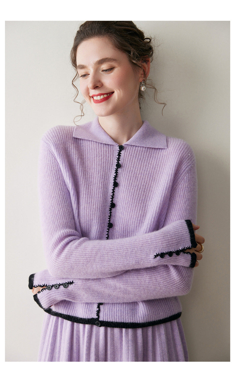 Color-Block Cashmere Cardigan