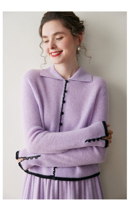 Color-Block Cashmere Cardigan