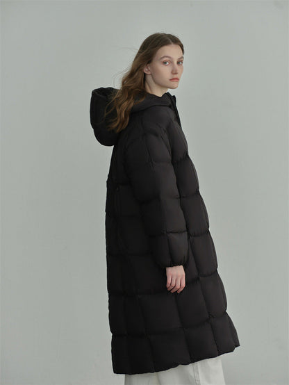Long Hooded Duck Down Coat