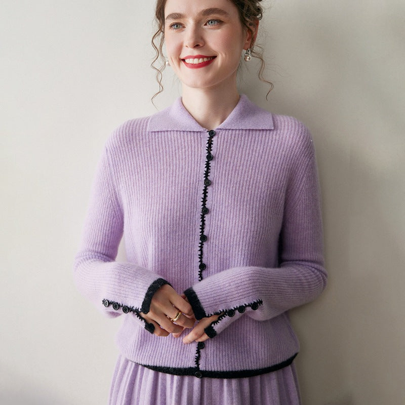 Color-Block Cashmere Cardigan