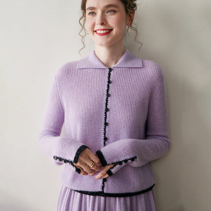 Color-Block Cashmere Cardigan