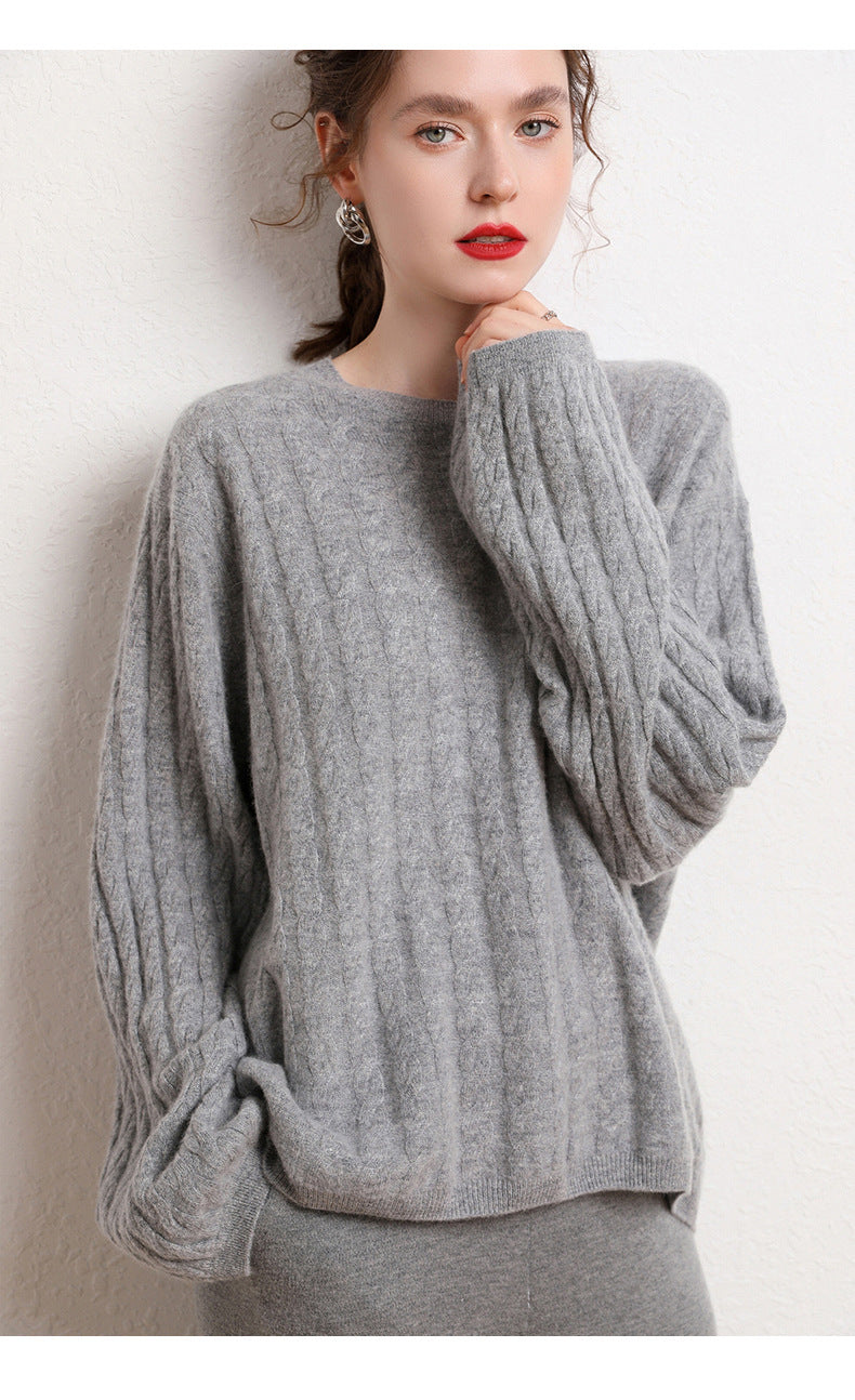 Cashmere-Blend Oversized Twist Knit Sweater