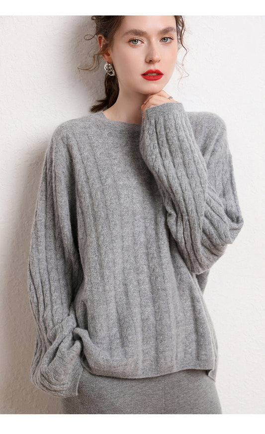 Cashmere-Blend Oversized Twist Knit Sweater