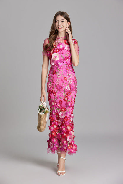 3D Floral Embroidered Lace Mermaid Dress