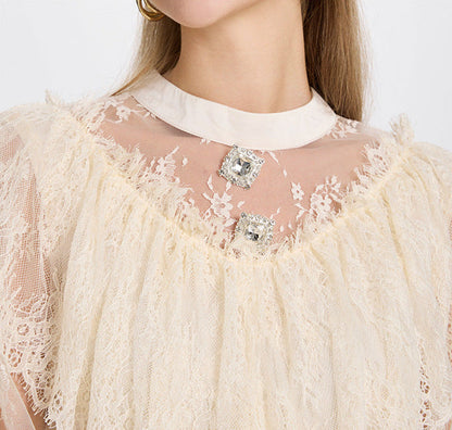 French Elegance Tulle-Layered Crystal Princess Gown