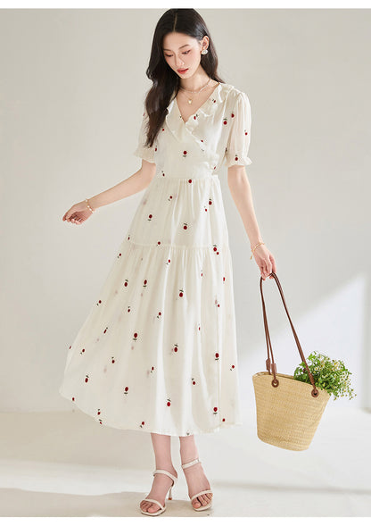 Valeria Embroidered Summer Midi Dress