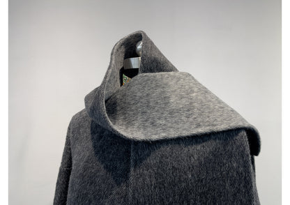 Alpaca Wool Short Double-Sided Coat with Scarf Detail