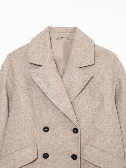 Double-Breasted Cotton Blend Long Coat – Relaxed Fit, Lightweight Warmth