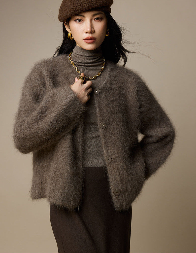 Luxury Wool-Blend Cropped Knit Jacket