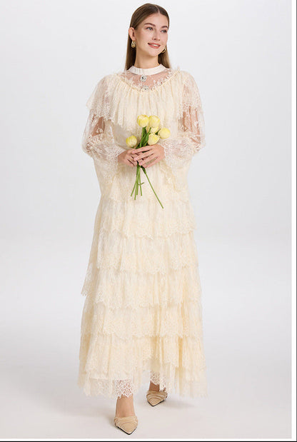 French Elegance Tulle-Layered Crystal Princess Gown