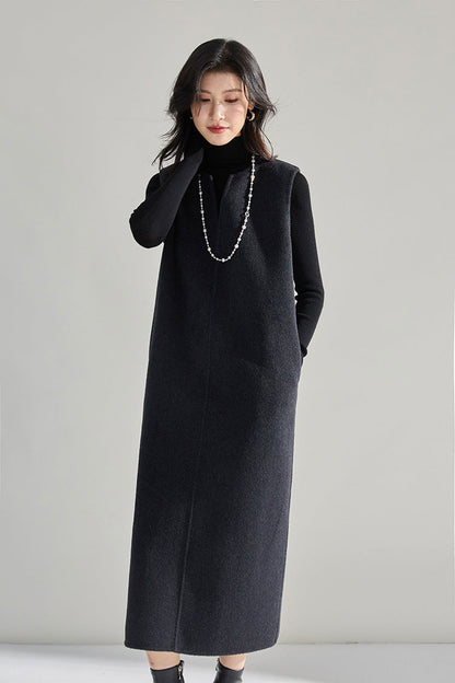 Double-Sided Cashmere Tencel Wool Sleeveless Dress – Short & Long Options