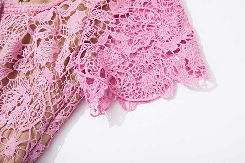 Hollow Lace Midi Dress