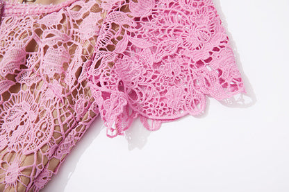 Hollow Lace Midi Dress