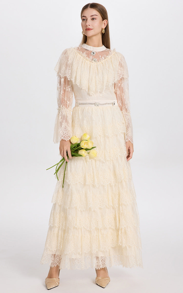 French Elegance Tulle-Layered Crystal Princess Gown