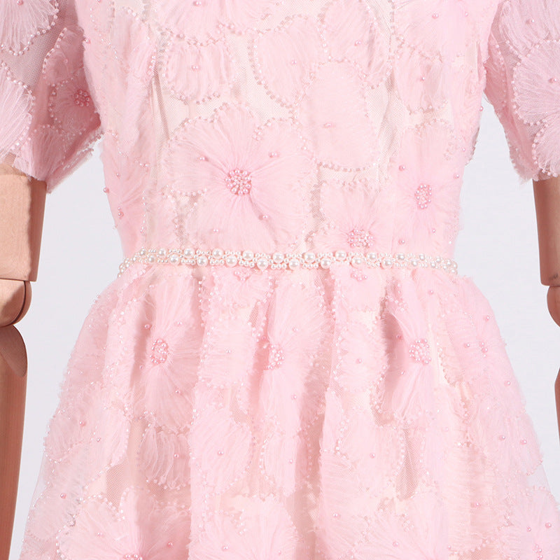 French Elegance Tiered Tulle Embroidered Maxi Dress