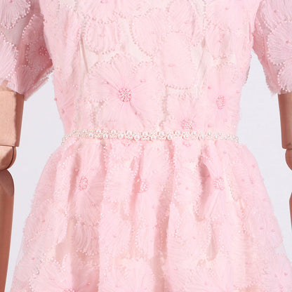 French Elegance Tiered Tulle Embroidered Maxi Dress
