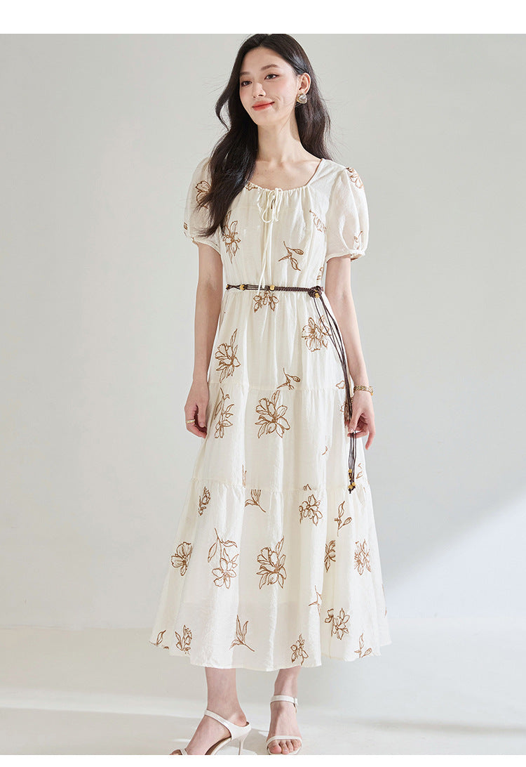 Seraphina Embroidered Square Neck Midi Dress
