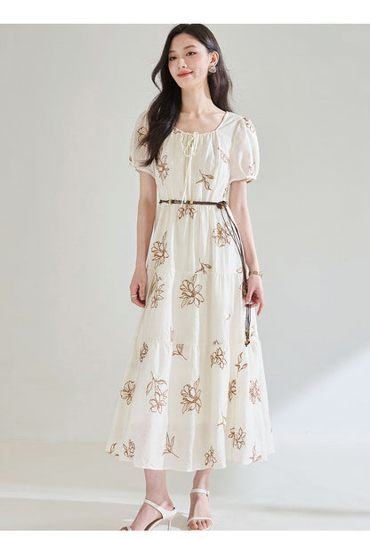 Seraphina Embroidered Square Neck Midi Dress