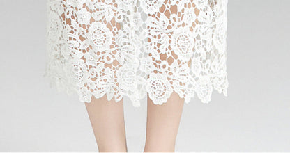 Square Neck Floral Lace Midi Dress