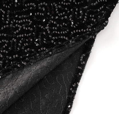 Velvet-Shine Sequin A-Line Midi Skirt