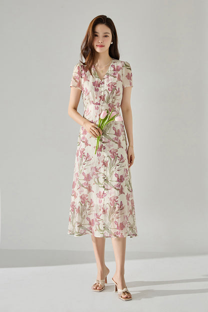 Aurielle Iris Floral Midi Dress