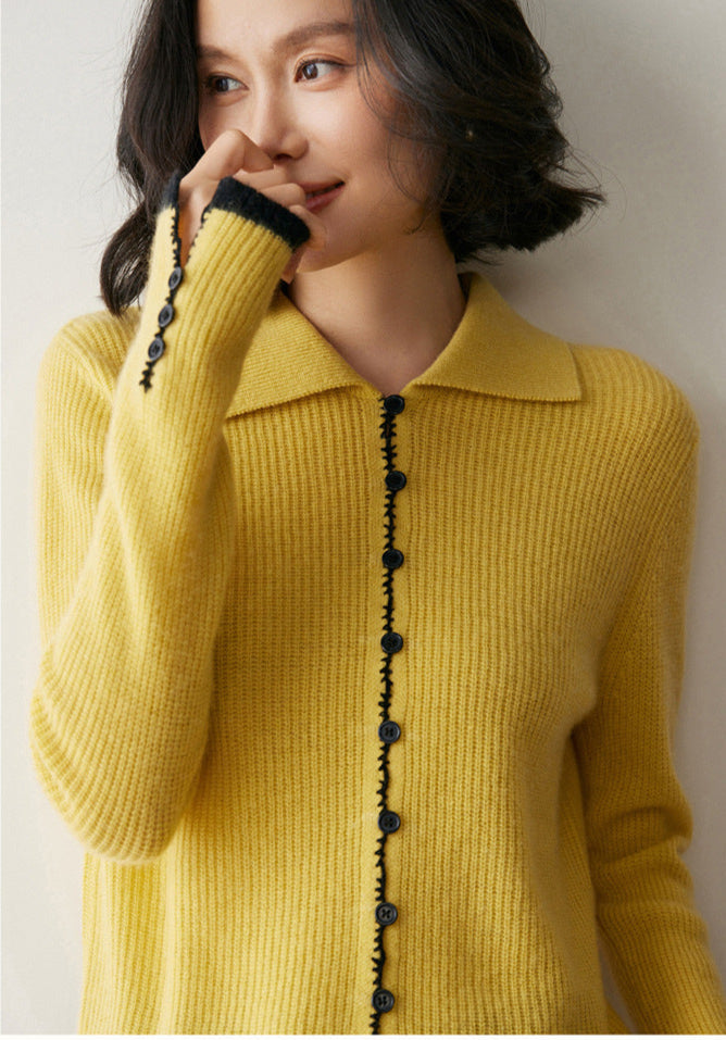 Color-Block Cashmere Cardigan