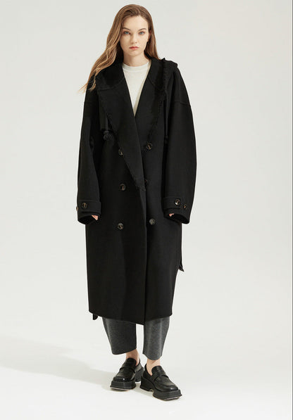Wool Long Hooded Oversized Coat