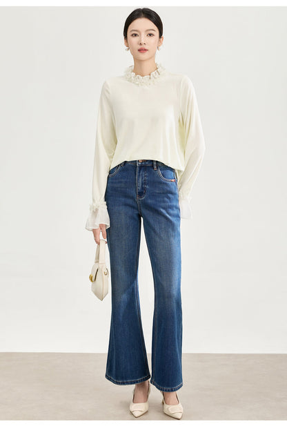 Floral Collar Velvet Blouse