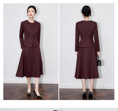 Luminous Texture Two-Piece Blazer & Midi Skirt Set