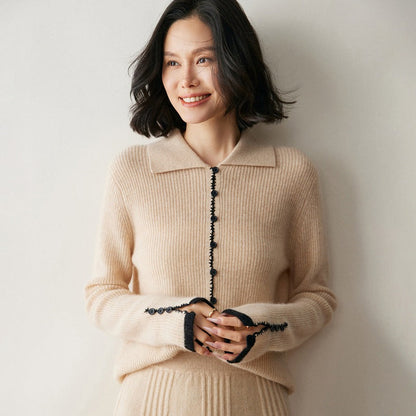 Color-Block Cashmere Cardigan