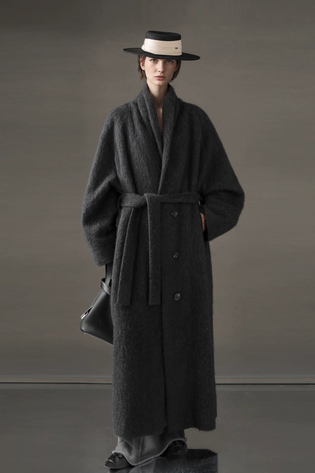 Luxury Tibetan Yak Wool Knit Coat – Belted Relaxed Fit
