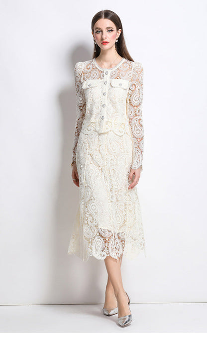 Retro Waterproof Lace Two-Piece Set