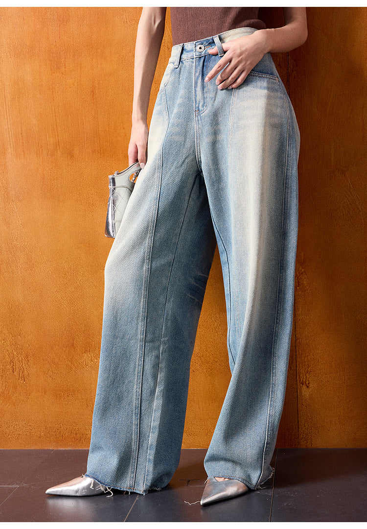 High-Waist Wide-Leg Retro Denim Pants